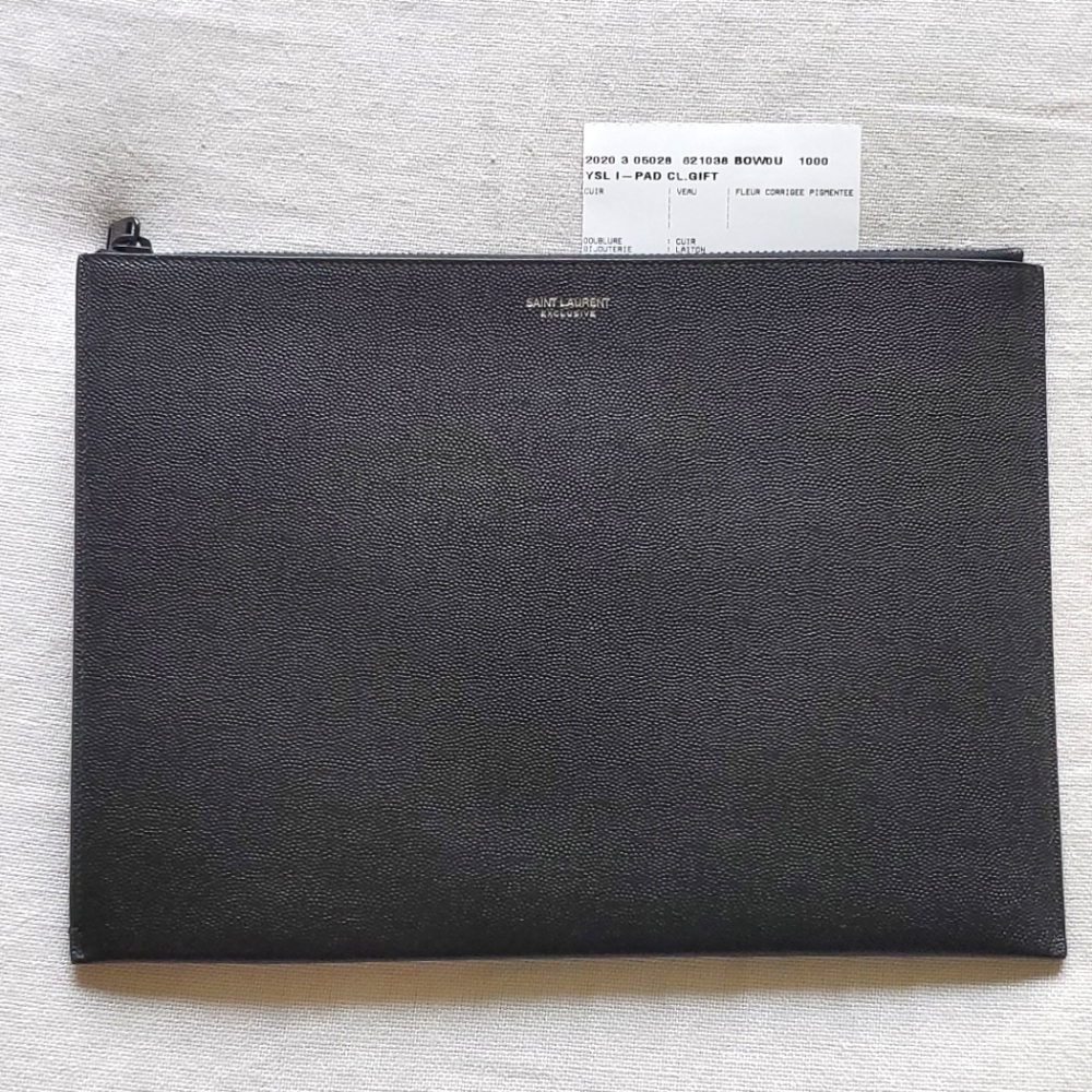 Saint Laurent Zip Tablet Case in Embossed Leather
